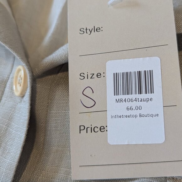 Mable Lt. Taupe Alice Linen Button Up Romper - Small - NWT - Picture 10 of 11